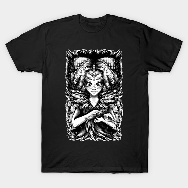 Princess of Ravens (on Black) T-Shirt by pbarbalios